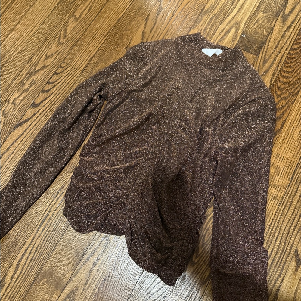 ASTR Mock Neck Brown Top